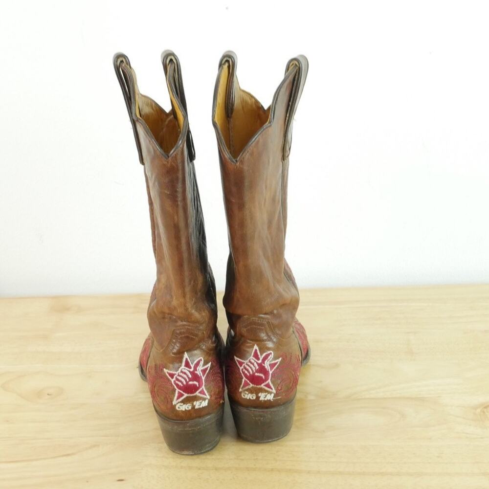 Gameday Boots Texas A & M Aggies Cowboy Boots Leather Women's 8 1/2 Embroidered - Picture 6 of 12